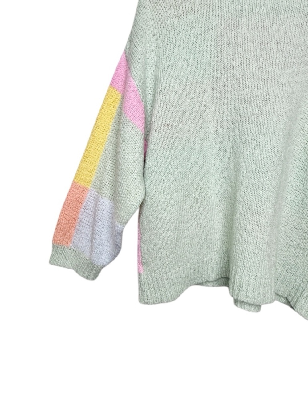 Lisa Says Gah Helen Sweater Pastel Color Block Oversized Pink Green Yellow M/L - Picture 14 of 15